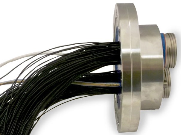 Hermetic CF connector to wire feedthrough