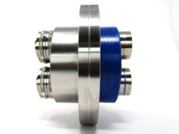 CF Feedthru Side View Side view of a hermetic electrical feedthrough with CF Flange