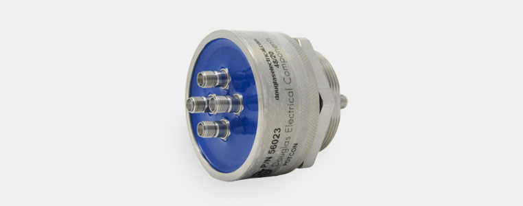 56023 hermetic coaxial feedthrough with four SMA jacks